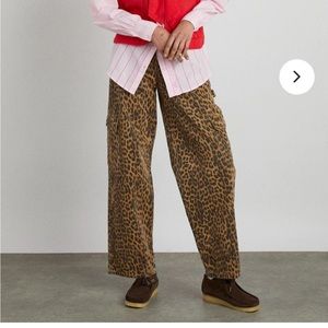 Wide Leg Leopard Print Pants in Brown